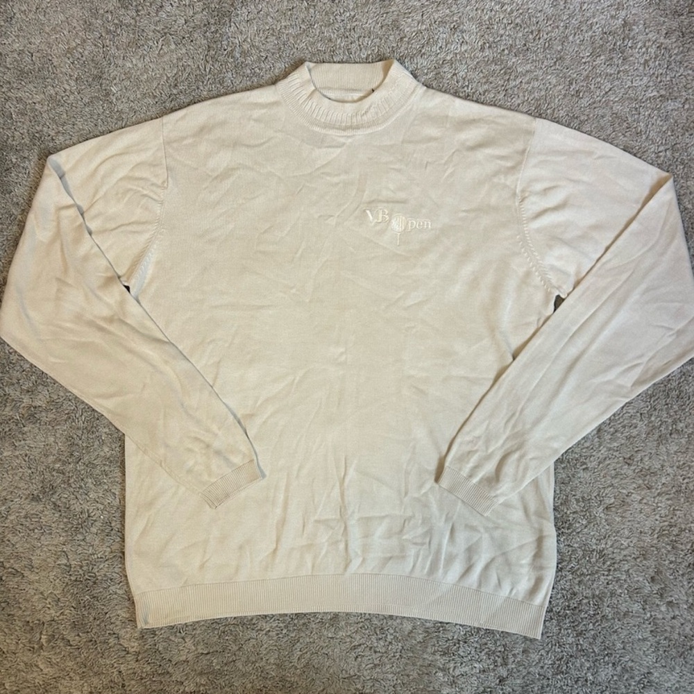 Aureus Virginia Beach Open Silk Golf Crewneck Sweater – Size Medium – Cream